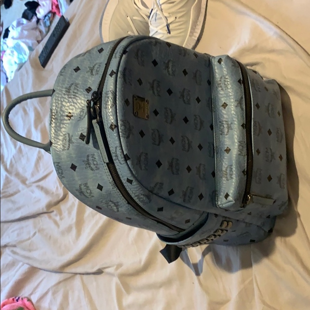 MCM denim blue backpack medium
